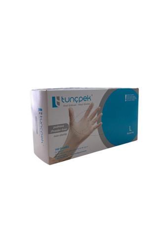 Tunçpek Vinil Pudrasız Şeffaf Eldiven 100 Adet L (Large)
