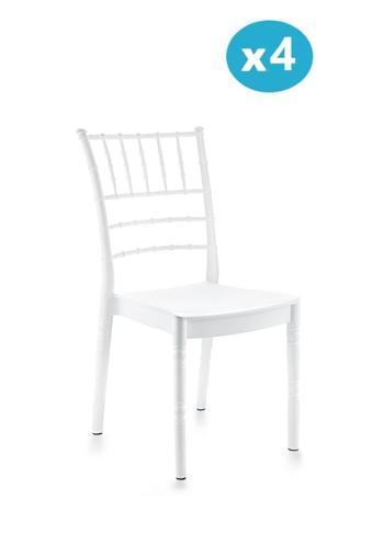 Omnipazar SY-2525 Estate Plastik Modern Bahçe Düğün Sandalye 4'lü Set