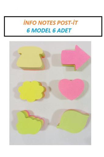 Halsa İnfo Notes 6 Lı Şekilli Yapışkanlı Kağıt Pos-İt 5X5 Cm 200 Lü 3 Renk