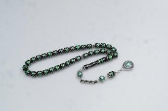 Oltu Taşı ve Galalith Çeşmi Bülbül İşlemeli Tespih