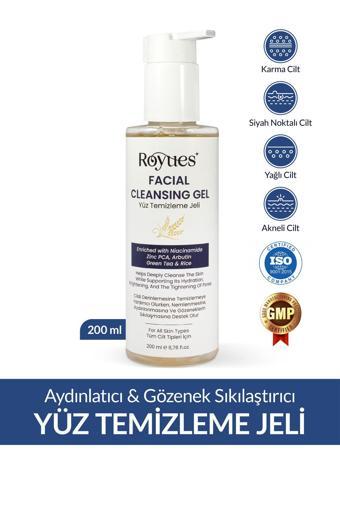Royues Yeşil Çay Özlü Yüz Temizleme Jeli, Canlandırıcı, Nemlendirici, Arındırıcı, Facial Cleasing Gel 200Ml
