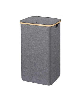 Kumaş Kirli Çamaşır Sepeti Katlanır 100 Litre Bambu Çerçeveli