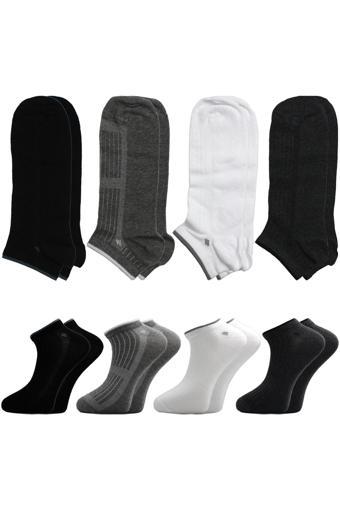 Erkek Patik Çok Renkli Pamuklu Çorap 4'lü Paket