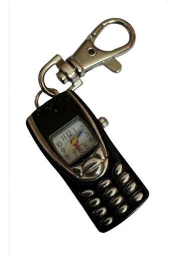 Quartz Eski Cep Telefonu Modeli Anahtarlıklı Cep Saati Siyah