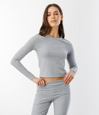 Uzun Kollu Kısa Kadın Bluz Long Fitted UZUNKOL-BLUZ