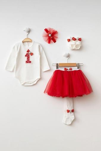 Petite Ponpon Baby Kız Bebek Doğum Günü Parti Kıyafeti Tütü Etek/Elbise Set Keçe 1 Yaş