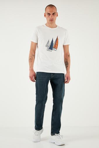 Buratti Pamuklu Comfort Fit Yüksek Bel Boru Paça Jeans Erkek Kot Pantolon 4411S74TEXAS MAVİ