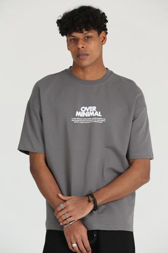 Oversize Over Minimal Baskılı Erkek Rahat Kalıp 2 İplik Tişört