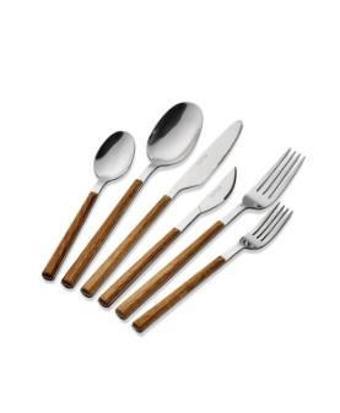 The Mia Wooden Çatal Kaşık Bıçak Takımı Gümüş 36 Parça CKB0220