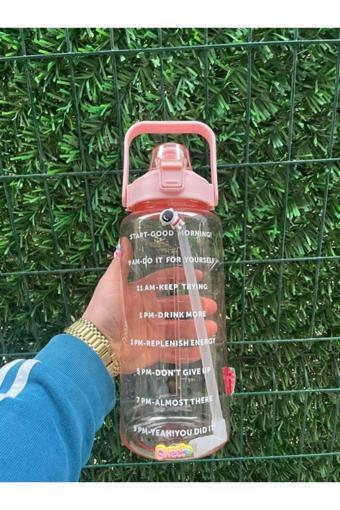 Şeffaf Motivasyon Matara 2000 Ml Suluk Su Şişesi - Bpa Içermez-sticker