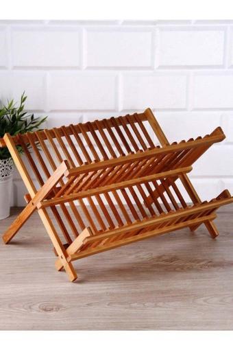 Bambu Katlanabilir Tabaklık Bulaşıklık Küçük Boy 40 Cm X 33 Cm X 26 Cm Fma202157