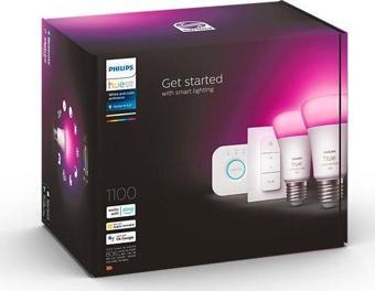 Philips Hue 9-75W Renkli Akıllı Başlangıç Seti 2'li Kumandalı E27 Bluetooth Özellikli