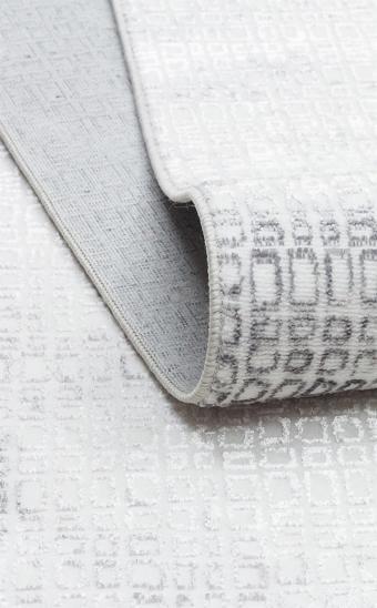 Sateen Koleksiyonu Makinede yıkanabilen, kolay kullanımlı kaymaz taban halı ST108 Krem Gri