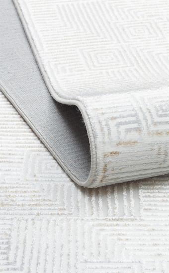 Sateen Koleksiyonu Makinede yıkanabilen, kolay kullanımlı kaymaz taban halı ST109 Krem Bej