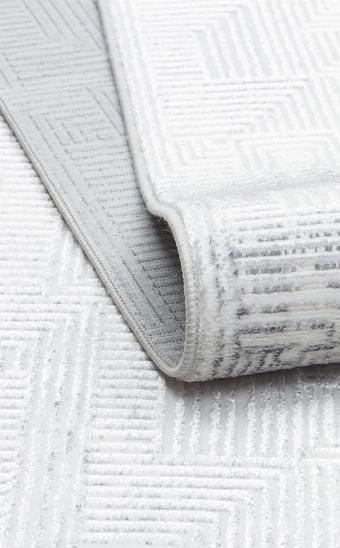 Sateen Koleksiyonu Makinede yıkanabilen, kolay kullanımlı kaymaz taban halı ST109 Krem Gri