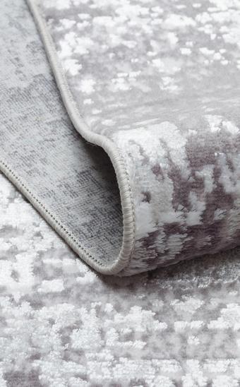 Sateen Koleksiyonu Makinede yıkanabilen, kolay kullanımlı kaymaz taban halı ST112 Gri