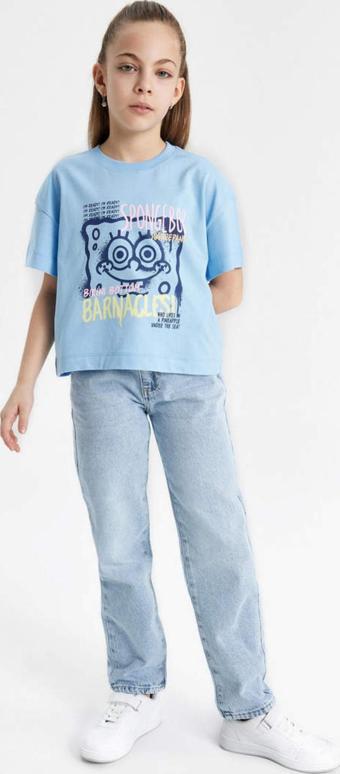Defacto C4561A8 Kız Çocuk Paperbag Standart Paça Jean Pantolon