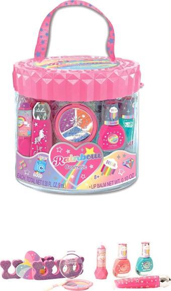 Sparkle Rainbow Taşınabilir Kozmetik Seti: Minik Güzellik Uzmanlarının Yeni Favorisi!