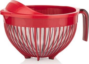 Qlüx İdeas Qmix Pirinç Süzgeci Kırmızı 3000ml 22cm