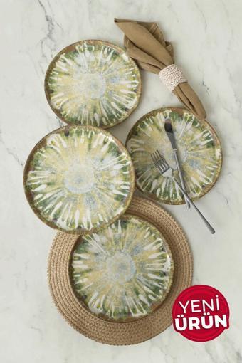 Keramika Green Ripple Nordıc Pasta Tabağı 22 Cm 4 Adet / 22896