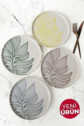 Keramika Leaf Harmony Nordıc Pasta Tabağı 22 Cm 4 Adet / 22974-77 