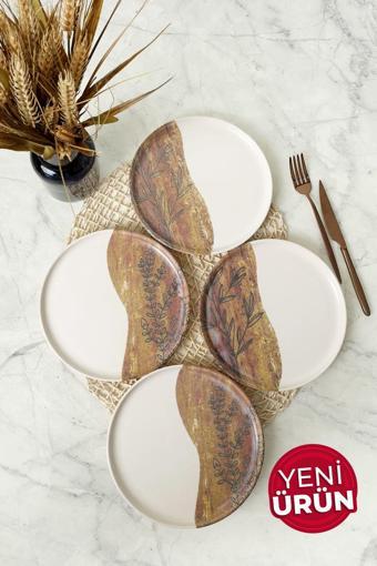 Keramika Terra Leaf Nordıc Pasta Tabağı 22 Cm 4 Adet / 22969-70 