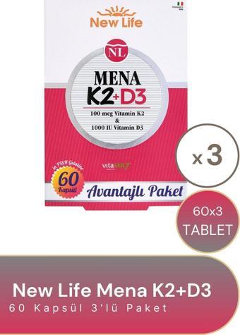 New Life Mena K2 D3 60 Kapsül - 3 Adet