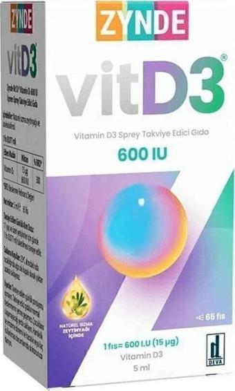 Zynde Vitamin D3 600 Iu Sprey 5 Ml