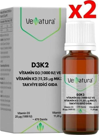 Venatura Vitamin D31000 Iu Ve Vitamin K2 11,25 Ug Mk-7 2 Adet
