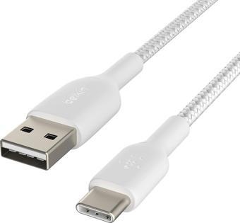 Belkin Type-c Örgülü Hızlı Şarj ve Aktarım Kablosu 1m Beyaz CAB002bt1MWH