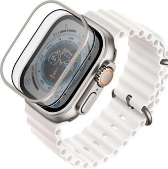 Apple Watch Ultra 49mm Ekran Koruyucu Cam ve Çelik Çerçeve Dust Repel™ Teknolojisi Yüksek Koruma
