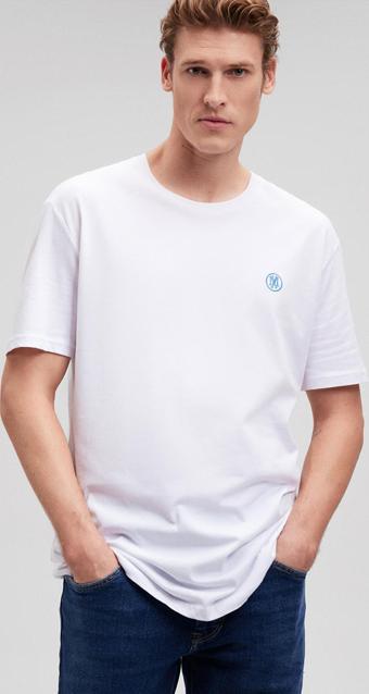 Mavi M067074-620 Logo Nakışlı Tişört Beyaz Ss Erkek T-Shirt