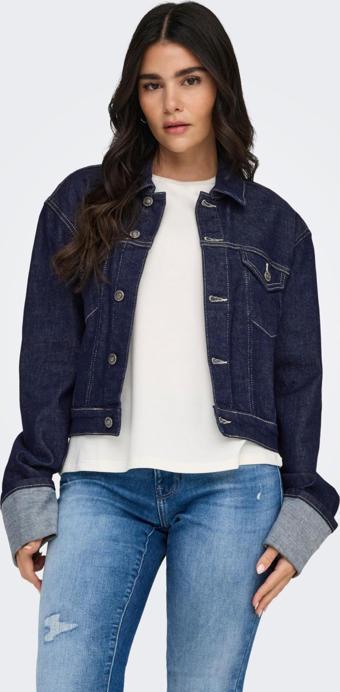 Only 15332367 Onlmercer Ls Fold Up Jacket Red Dnm Rea Kadın Jean Jean Ceket