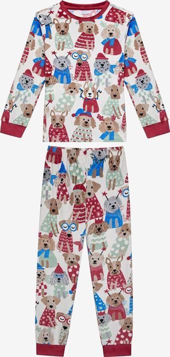 Penti Unisex Çocuk Party Dog Kırık Beyaz Pijama Takımı