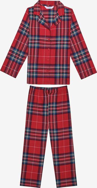 Penti Pamuklu Uniseks Çocuk Red Plaid Fam Kırmızı Gömlek Pijama Takımı