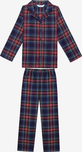 Penti Pamuklu Unisex Çocuk Navy Plaid Fam Kırmızı Gömlek Pijama Takımı