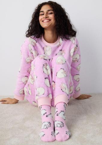 Penti Cute Sheeps Lila Pantolon Pijama Takımı