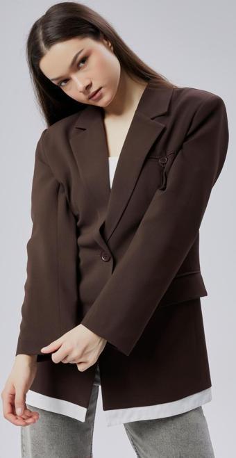 Acı Kahve Oversize Uzun Blazer Ceket