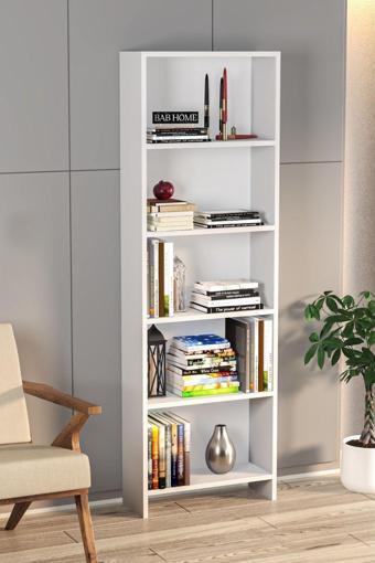 Bab Home Beyaz Kitaplık 5 Raflı