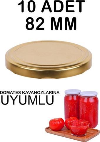 10 Adet 82mm Metal Konserve Kavanoz Kapağı Gold