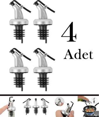 4 Adet Damlatmaz Yağdanlıklık Sirkelik Şişe Ucu Kapağı Tıpası Gri Siyah