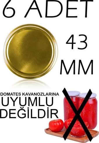 6 Adet 43mm Metal Kavanoz Kapağı Sarı