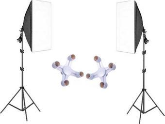 Rabsev Softbox 50x70cm 4 Duylu Ikili Set Sürekli Işık Ürün Video Fotoğraf Çekimleri