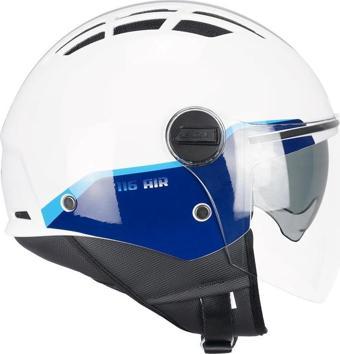CGM 116G AIR BICO Açık Kask MAVİ-BEYAZ Uzun Vizör+Güneş Vizörlü -M