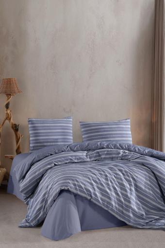Varol Stripe Saten (KİNG SİZE) Nevresim Takım - LACİVERT