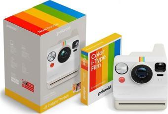 Polaroid Now Gen 3 Pebble White + Color Film Bundle (8 film)