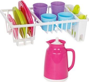 Pilsan Dish Rack Eğitici Öğretici Kız Oyun ve Mutfak Setleri Evcilik Oyuncağı 21 Parça Bulaşık Sepeti 06 033