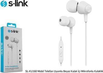 S-link SL-KU160 Mobil Telefon Uyumlu Beyaz Kulak İçi Mikrofonlu Kulaklık