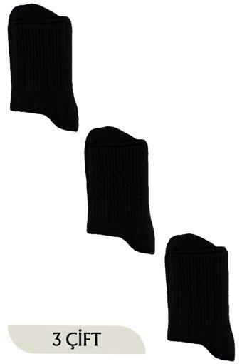 Unisex Siyah Tenis Soket Çorap Kolej 3'lü Paket