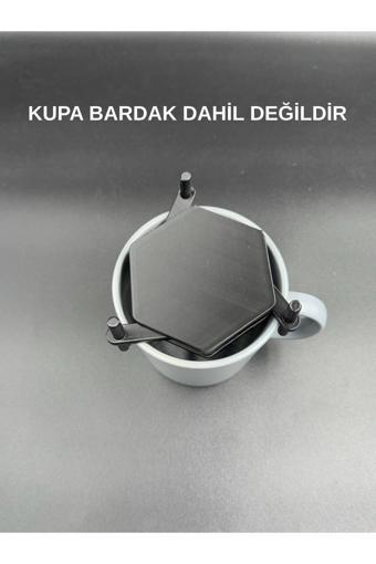 3D Atelier Altıgen Ayarlanabilir Çok Amaçlı İçecek Bardak Tutucu - Siyah